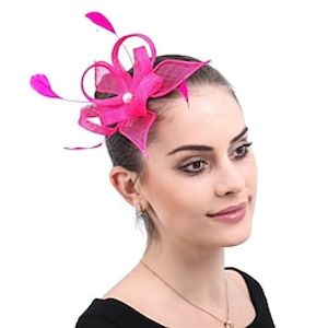 Fascinators Flax Kentucky Derby Horse Race Simple Lady With Feather Faux Pearl Headpiece Headwear Lightinthebox