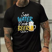 Men's Unisex T shirt Hot Stamping Graphic Prints Beer Letter Crew Neck Street Daily Print Short Sleeve Tops Casual Designer Big and Tall Sports Black Royal Blue Lightinthebox - thumbnail