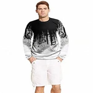 Men's T shirt Color Block Geometric Print Long Sleeve Athleisure Tops Streetwear Punk  Gothic White Red Army Green miniinthebox