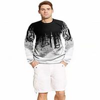 Men's T shirt Color Block Geometric Print Long Sleeve Athleisure Tops Streetwear Punk  Gothic White Red Army Green miniinthebox - thumbnail
