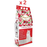 Happy Cat Bentonite Dust Free Clumping Cat Litter Lovely Rose Fragrance - 10L (Pack of 2)