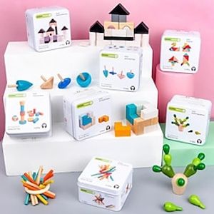Montessori Iron Box Toys Puzzle Enlightenment Early Education Building Blocks Rubik'S Cube Gyro Wooden Puzzle Go to School Holiday Gifts for Kids Lightinthebox