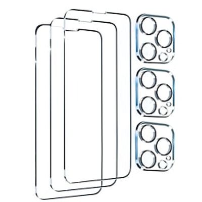 3 Pack Screen Protector for iPhone 13 Pro Max 6.7 Inch with 3 Pack Tempered Glass Camera Lens Protector Ultra HD 9H Hardness Scratch Resistant Easy Install - Case Friendly miniinthebox