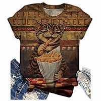Womens T-Shirts Summer Funny Cat Fish Animal Print Tie-Dye Retro Plus Size Short Sleeve High Neck Tops Women Blouse Tunic Women Oversized Blouse Tee Sweatshirts (Multicolor, M) Lightinthebox - thumbnail