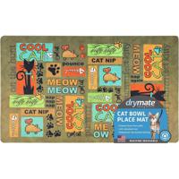 Drymate Cat Bowl Placemat Cool Cat - Brown - 12 x 20 inch - thumbnail