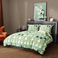Simple Rabbit Animal Cartoon Style Pattern Duvet Cover Set,Printed Boho Comforter Cover Bedding Sets With Envelope Pillowcase, For Bedroom, Guest Room Decor Lightinthebox - thumbnail