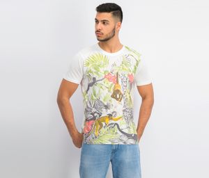 Mens Animal Print T-Shirt  White Combo