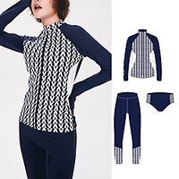 Women's Rash Guard Dive Skin Suit Spandex Swimwear UV Sun Protection UPF50 Quick Dry Stretchy Long Sleeve 3-Piece Front Zip - Swimming Diving Surfing Snorkeling Autumn  Fall Spring Summer Lightinthebox - thumbnail