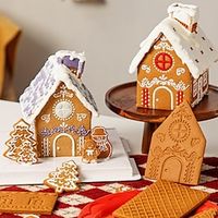 Gingerbread House Cookie Cutters Christmas 3D Plastic Biscuit Cutters Fondant Pastry Cutter Bakeware Set 11 Pieces Lightinthebox - thumbnail