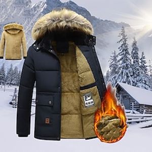 Men's Winter Coat Parka Cardigan Street Casual Outdoor clothing Winter Fall Regular Coat Regular Fit Thermal Warm Windproof Quick Dry Traditional / Vintage Casual Daily Windbreaker Jacket Long Sleeve miniinthebox