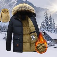 Men's Winter Coat Parka Cardigan Street Casual Outdoor clothing Winter Fall Regular Coat Regular Fit Thermal Warm Windproof Quick Dry Traditional / Vintage Casual Daily Windbreaker Jacket Long Sleeve miniinthebox - thumbnail