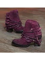 Fashion round toe back zipper low boots - thumbnail