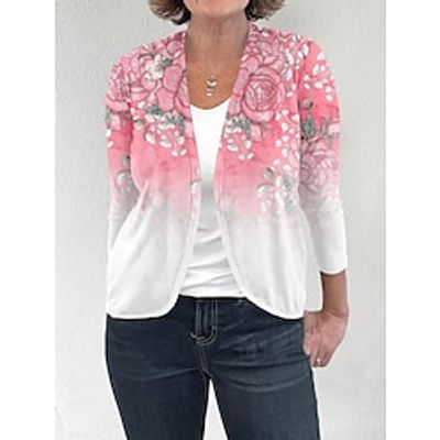 Women's Plus Size Open Front Jacket Casual Spring Jacket Print Floral Simple Loose Fit Outerwear Long Sleeve Summer Lightinthebox Women's Plus Size Open Front Jacket Casual Spring Jacket Print Floral Simple Loose Fit Outerwear Long Sleeve Summer Lightinthebox