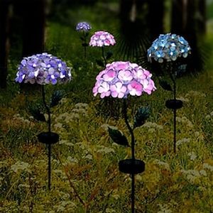 Motion Sensor Outdoor Lights LED Solar Light Artificial Hydrangea Simulation Flower Outdoor Waterproof Garden Lawn Stakes Lamps miniinthebox