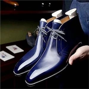 Men's Boots Formal Shoes Dress Shoes Fashion Boots Walking British Office  Career PU Warm Wear Resistance Booties  Ankle Boots Blue Fall Winter Lightinthebox