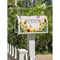 1pcs Mailbox Cover Spring Summer Welcome Mailbox Cover, Sunflower Butterfly Decorative Flower Buffalo Plaid Check Fall Post Letter Box Wrap Farmhouse Rustic Decor. Lightinthebox - thumbnail