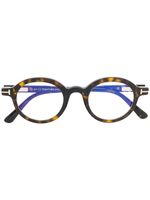 Tom Ford Eyewear round tortoiseshell-effect glasses - Brown - thumbnail