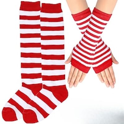 Kids Unisex 3 Pairs Stockings 4# children (hands  feet) orange and black strips 9# children (hands  feet) red and white strips Children  handsfeet  black and white thin strips 3# Striped Summer Lightinthebox