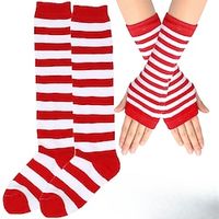 Kids Unisex 3 Pairs Stockings 4# children (hands  feet) orange and black strips 9# children (hands  feet) red and white strips Children  handsfeet  black and white thin strips 3# Striped Summer Lightinthebox - thumbnail