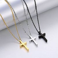 women's clavicle chain titanium steel jewelry simple smooth cross titanium steel necklace Lightinthebox - thumbnail