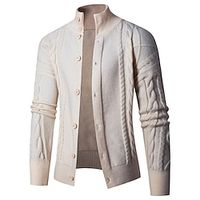 Men's Cardigan Sweater Cropped Sweater Christmas Sweaters Patch Sweater Ribbed Cable Knit Regular Knitted Color Block Stand Collar Warm Ups Modern Contemporary Daily Wear Going out Clothing Apparel Lightinthebox - thumbnail