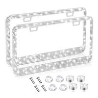 2PCS Bling License Plate Frames Glass Rhinestone Car Tag Holder For Women Metal Rhinestone Sparkly Car Plate Frame With Bolts Bling Screws Caps Lightinthebox - thumbnail