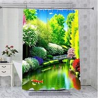 Landscape Painting Shower Curtain with Hooks for Bathroom Barn Door Bathroom Decor Set Polyester Waterproof 12 Pack Plastic Hooks Lightinthebox