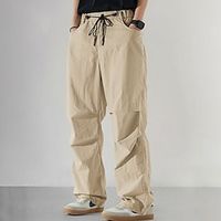 Men's Trousers Chinos Chino Pants Pocket Drawstring Elastic Waist Plain Comfort Breathable Outdoor Daily Going out Cotton Blend Fashion Casual Black Army Green miniinthebox - thumbnail