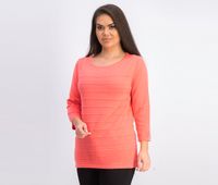 Womens Ribbed 3/4-Sleeve Sweater  Peony Coral - thumbnail