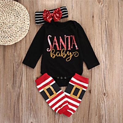 Baby Girls' Basic Striped Long Sleeve Regular Clothing Set Black miniinthebox
