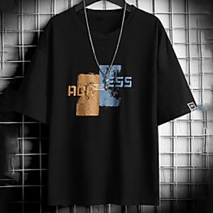 Men's Unisex Tee T shirt Hot Stamping Graphic Prints Letter Plus Size Print Short Sleeve Casual Tops Cotton Basic Fashion Designer Big and Tall White Black Khaki Lightinthebox