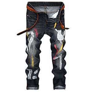 Men's Vintage Streetwear Casual Daily Jeans Chinos Pants Gradient Full Length Pocket Patchwork Black miniinthebox