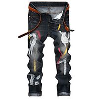 Men's Vintage Streetwear Casual Daily Jeans Chinos Pants Gradient Full Length Pocket Patchwork Black miniinthebox - thumbnail