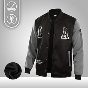 Men's Wind Jacket Varsity Jacket Long Sleeve Jacket Athletic Winter Thermal Warm Breathable Moisture Wicking Running Active Training Walking Sportswear Activewear Earth Yellow Black Blue miniinthebox
