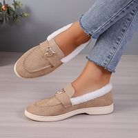 Women's Flats Slip-Ons Loafers Suede Shoes Plus Size Soft Shoes Daily Fleece Lined Flat Heel Pointed Toe Plush Casual Comfort Faux Fur Faux Suede Loafer Almond Beige Lightinthebox - thumbnail