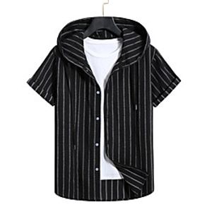 Men's Shirt Lattice Short Sleeve Casual Tops Casual Black Lightinthebox