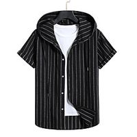 Men's Shirt Lattice Short Sleeve Casual Tops Casual Black Lightinthebox - thumbnail