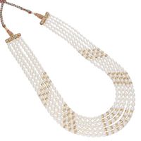 Sri Jagdamba Pearls Theertha 5 Lines oval Pearl Set - JPJUN-20-185