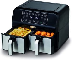 Kenwood Digital Twin Air Fryer XXXL 4L+4L 1.7Kg+1.7Kg With Dualzone Technology & Dual Frying Baskets For Frying, Grilling, Broiling, Roasting, Baking, Toasting & Reheating Hfm75.000Mb Black/Silver