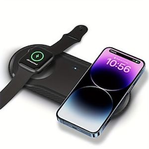 2-in-1 Wireless Charger Dual Fast Charging Pad for Apple  Samsung Devices AirPods  iWatch miniinthebox