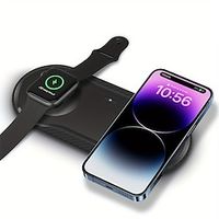 2-in-1 Wireless Charger Dual Fast Charging Pad for Apple Samsung Devices AirPods iWatch miniinthebox