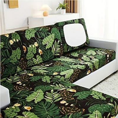 1pc Greenery Leaf Elastic Printed Sofa Slipcover Stretch Lounge Armchair Sofa Cover Furniture Protector For Bedroom Office Living Room Home Decor Lightinthebox