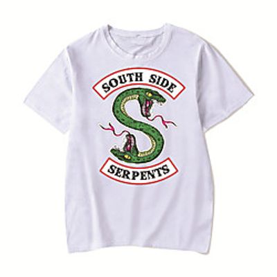 Men's Unisex Tee T shirt Hot Stamping Anime Graphic Prints Plus Size Riverdale Print Short Sleeve Casual Tops Cotton Basic Designer Big and Tall White Black Red Lightinthebox