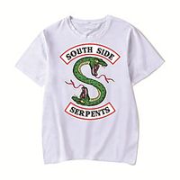 Men's Unisex Tee T shirt Hot Stamping Anime Graphic Prints Plus Size Riverdale Print Short Sleeve Casual Tops Cotton Basic Designer Big and Tall White Black Red Lightinthebox - thumbnail