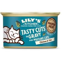 Lily's Kitchen Tasty Cuts Chicken & Fish Senior Wet Cat Food Box 24X85G