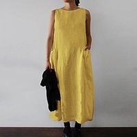 Women's Loose Maxi long Dress Blue Yellow White Rose Red Sleeveless Solid Color Modern Style Summer Round Neck Casual 2021 S M L XL XXL XXXL miniinthebox - thumbnail