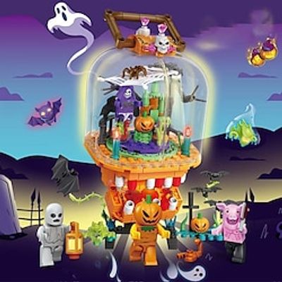 Halloween 605001 Trick Magic Night Pumpkin Wizard Command Children's Assembly Building Blocks Cross border New Product Lightinthebox