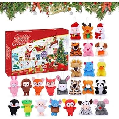 Christmas Plush Countdown Calendar - 2023 Christmas 24 Days Mini Advent Calendar With 24 Animal Plush Toys - 24 Days Countdown Advent Calendar Christmas Gifts miniinthebox