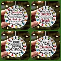 Besties Christmas Round Ornament, Best Friends Round Christmas Ornament, Personalized Keepsake Gifts miniinthebox - thumbnail