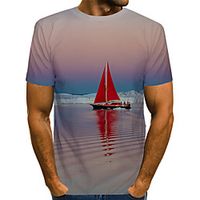 Men's T shirt Shirt Color Block 3D Skull Print Short Sleeve Daily Wear Tops Streetwear Exaggerated Round Neck Gray / Club miniinthebox - thumbnail